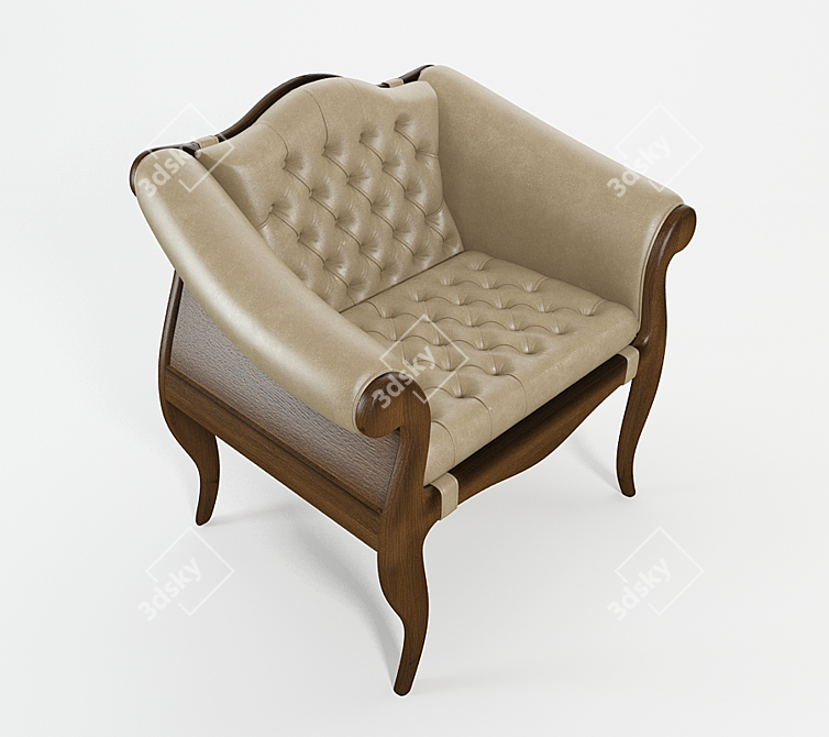 Elegant Marseille Armchair in Genuine Leather 3D model image 2