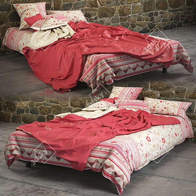 Luxury Renaissance-Inspired Botticelli Bed 3D model image 1