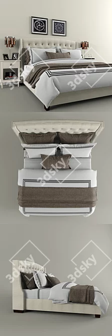 Restoration Hardware Warner Tufted Bed 3D model image 2