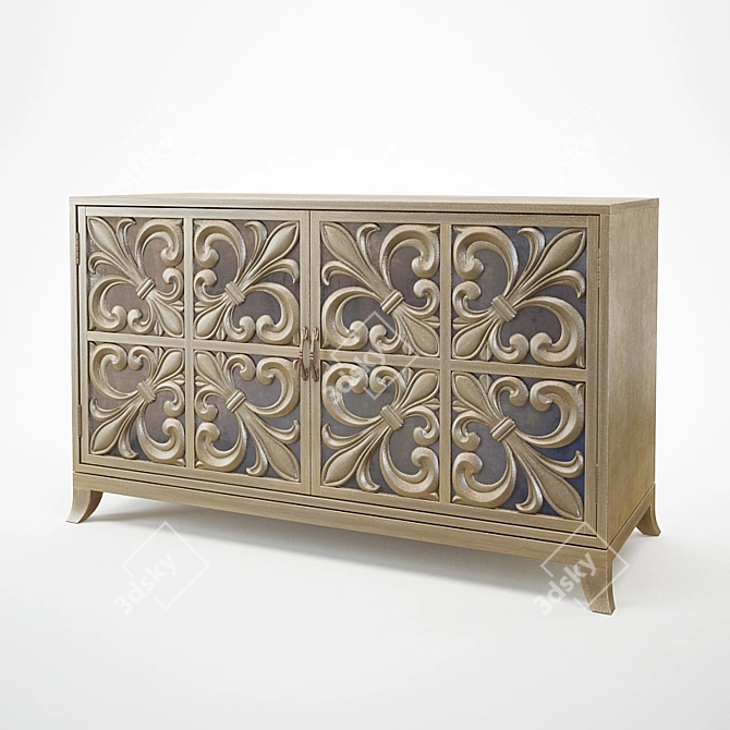 Urban Elegance Chest: Handcrafted Solid Poplar Wood & Mirror 3D model image 2