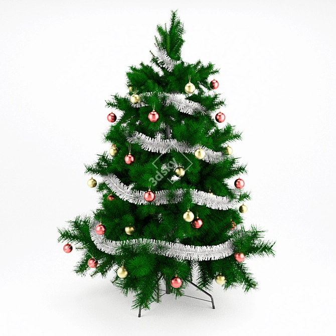 Festive High Poly Christmas Tree 3D model image 1