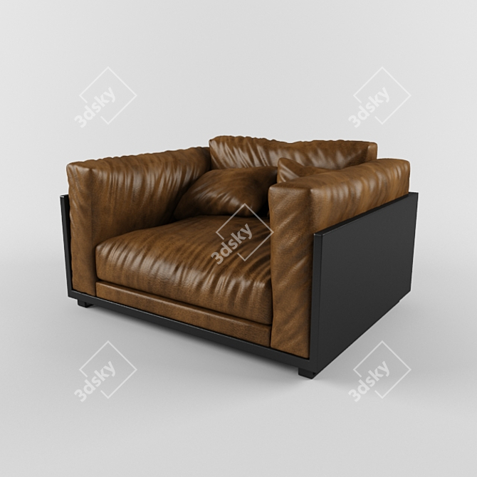 Luxury Leather Lounge Chair 3D model image 2