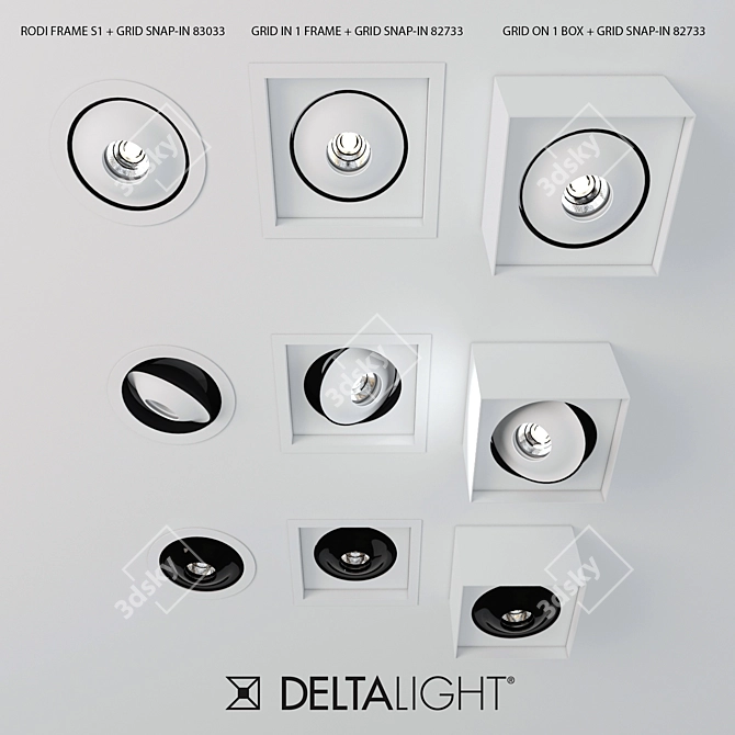 DeltaLight Grid Snap-In 82733: Versatile Recessed Spotlight 3D model image 1