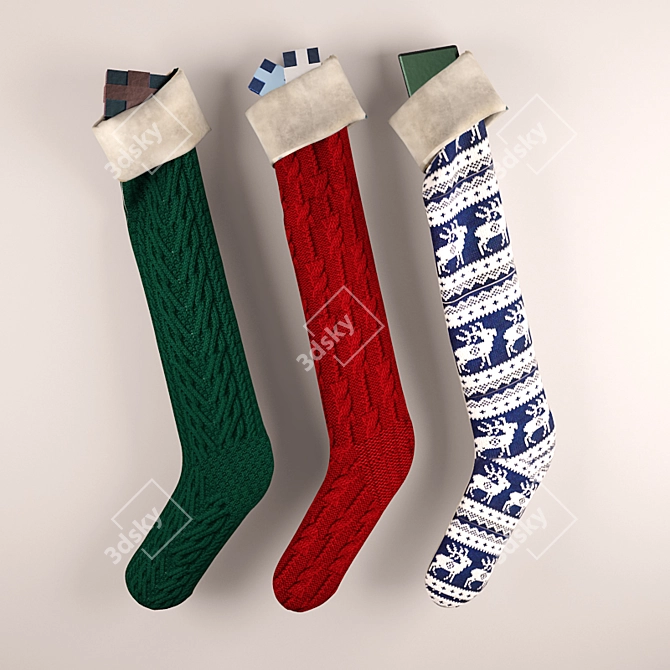 Festive Fireplace Decor Socks 3D model image 1