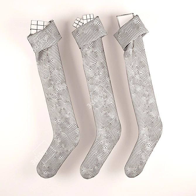 Festive Fireplace Decor Socks 3D model image 2