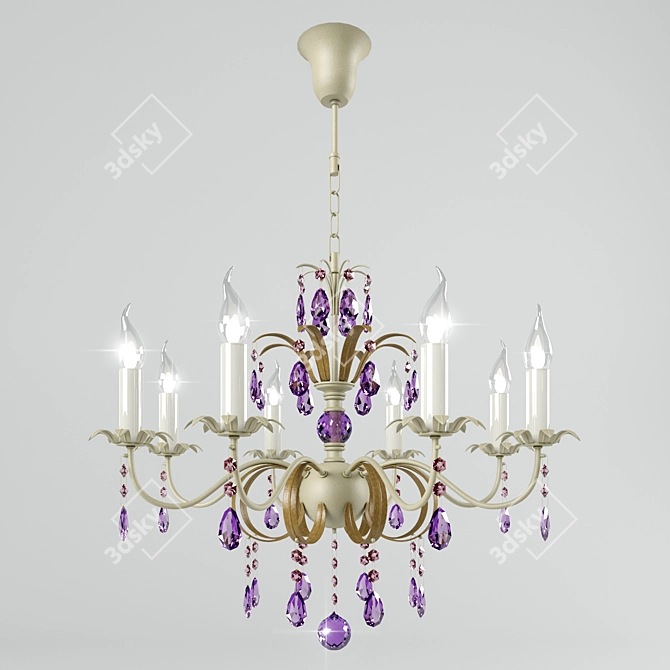 Italian Eight-Light Glass Chandelier 3D model image 1