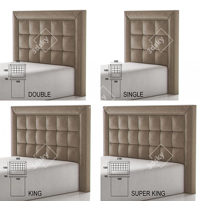 Modern Headboard Design 02: High-Poly 3D Model 3D model image 2