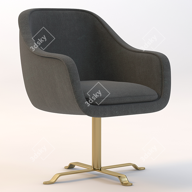 Elegant Bronze Bumper Lounge Chair 3D model image 1