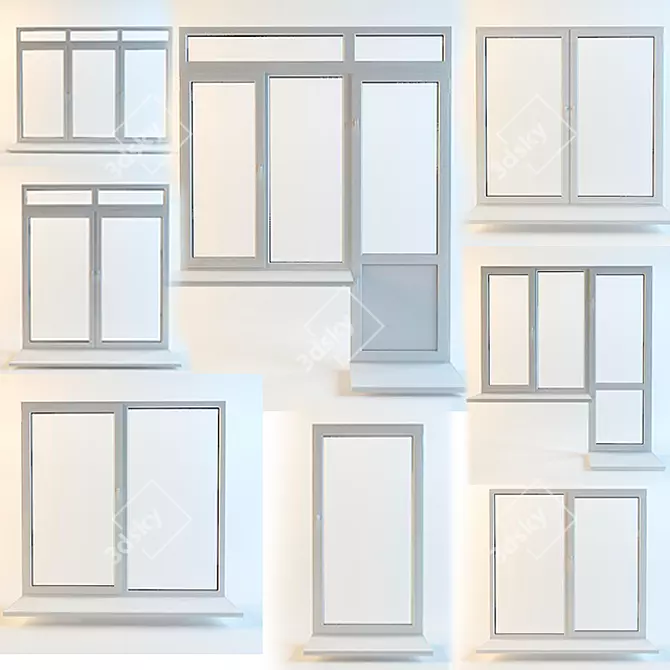 Elegant Glass Window 3D model image 2