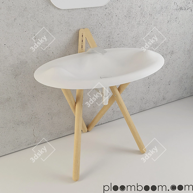Modern White Acrylic Sink 3D model image 1