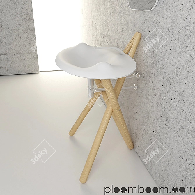 Modern White Acrylic Sink 3D model image 3