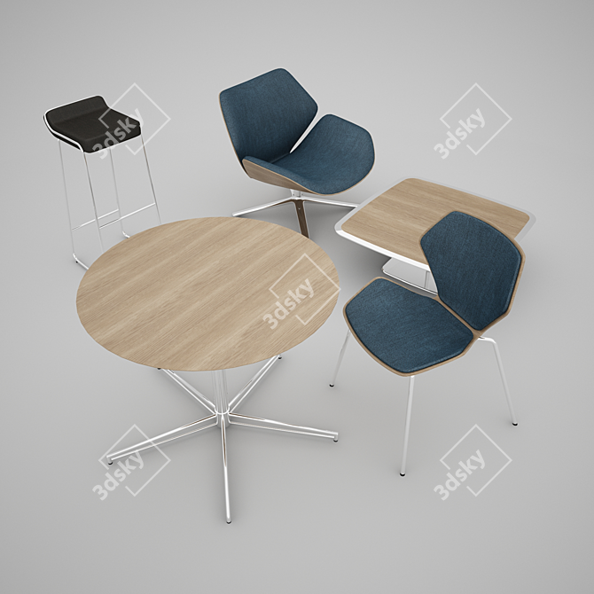 Zanotta Otto Bar-Stool: Chairs and Tables 3D model image 1