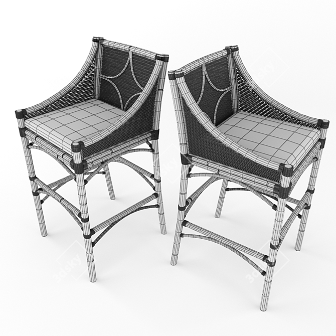 Elegant Woven Bar Chair 3D model image 3