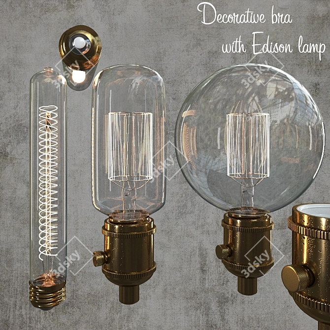 Bronze Glass Decorative Lamps with Edison Bulbs 3D model image 2