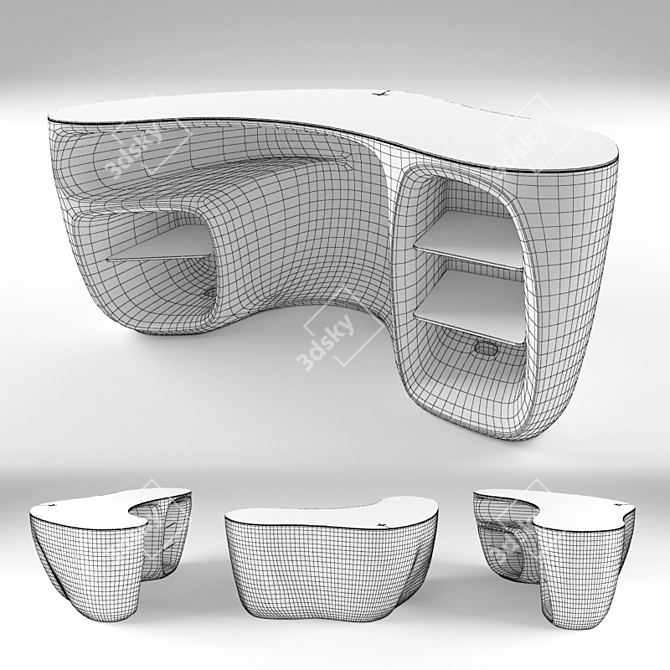 Elegant Baobab Desk: Open TurboSmooth, 720x1800x1100mm 3D model image 2