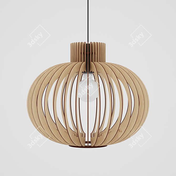 Nordic Wood Pendant Lamp 3D model image 1