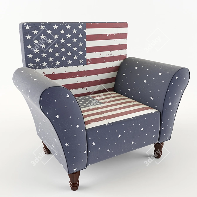 Sleek USA Armchair 3D model image 1