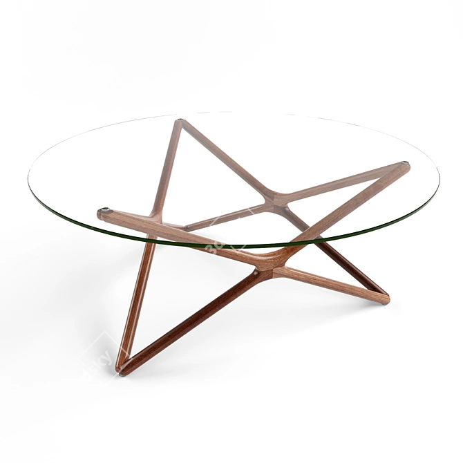 Triple X Glass Top Walnut Coffee Table 3D model image 1