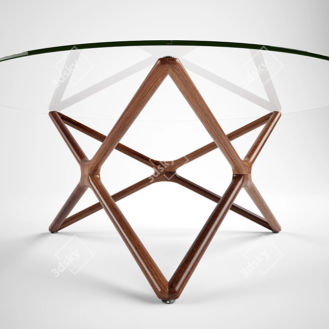 Triple X Glass Top Walnut Coffee Table 3D model image 2