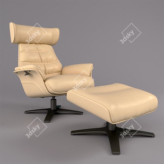 Elegant Leather Recliner Set 3D model image 1