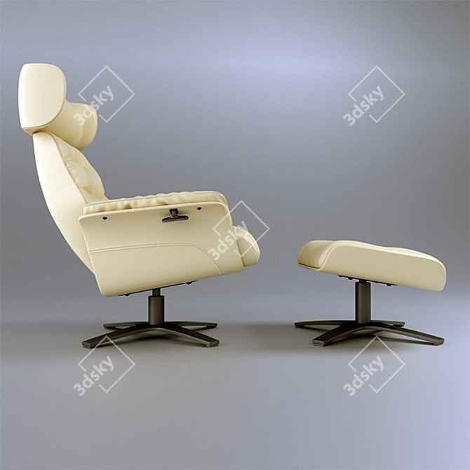 Elegant Leather Recliner Set 3D model image 3