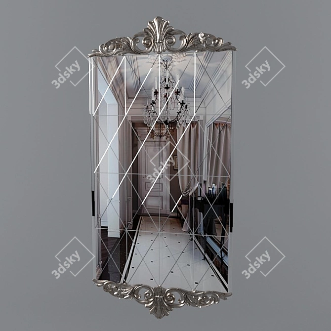 Sophisticated Framed Mirror 3D model image 1