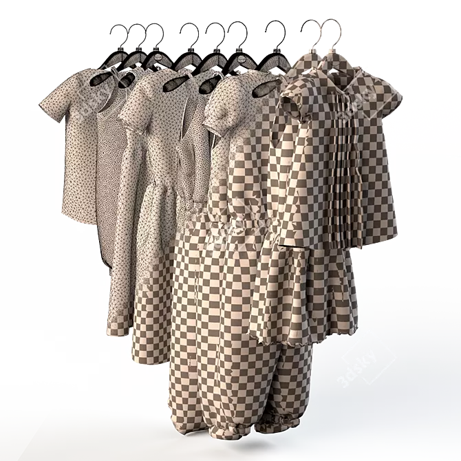 Kids' Knitwear Sets Displayed on Mannequins 3D model image 2