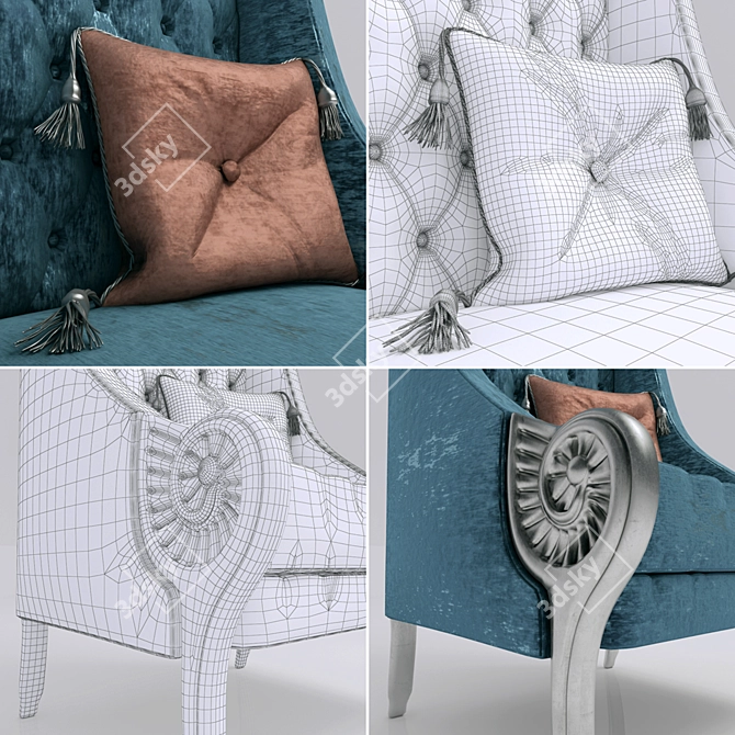 Elegant Alexandra Armchair 3D model image 3