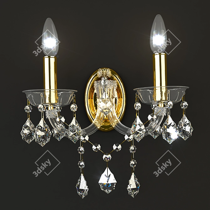 Luxurious Crystal Sconce by Tesoro AP2 3D model image 1