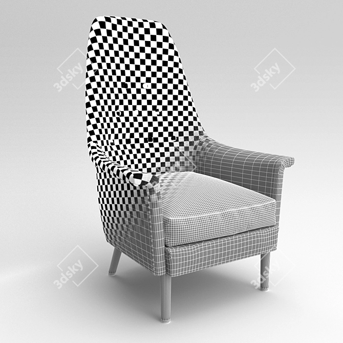 Luxurious Alistair Velvet Chair 3D model image 3