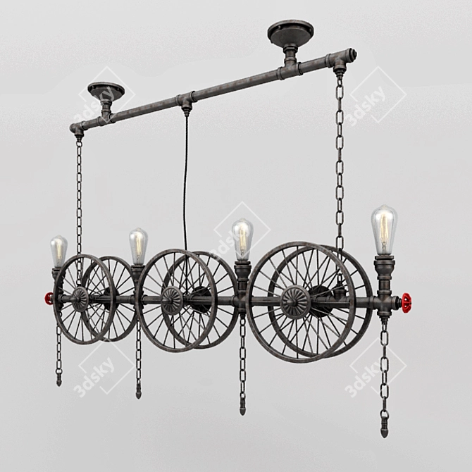 Vintage Nordic Chandelier | Retro Loft Style 3D model image 1