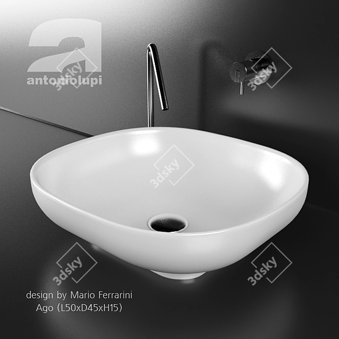 Sleek and Compact Ago Washbasin 3D model image 1