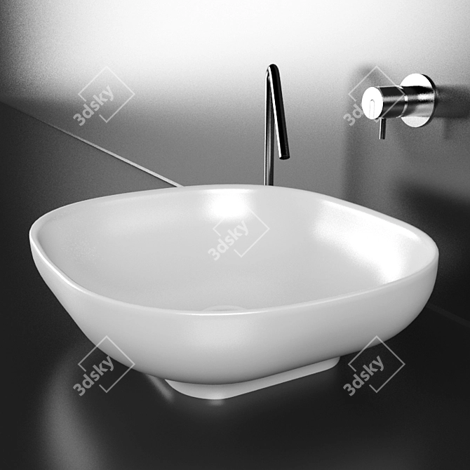 Sleek and Compact Ago Washbasin 3D model image 2