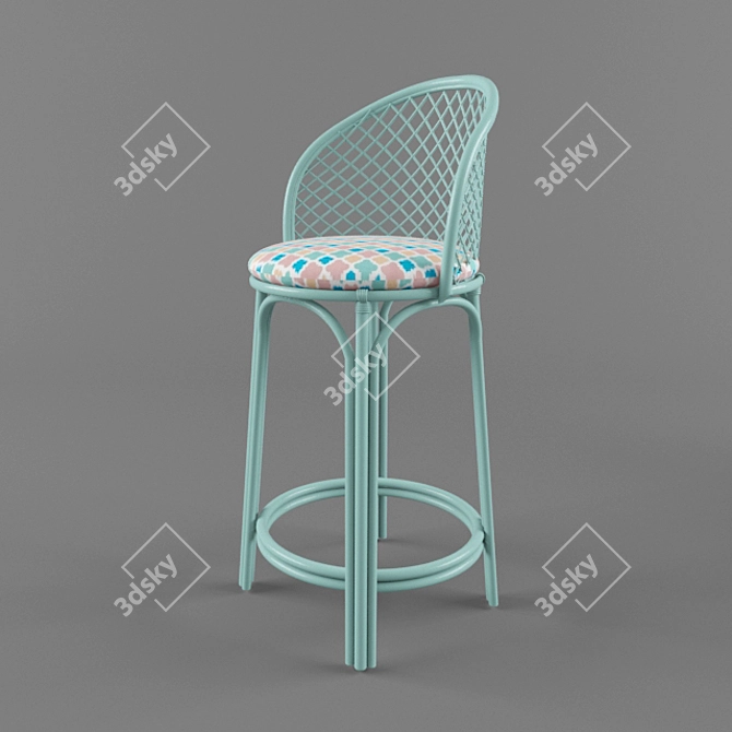 Tropical Chic Rattan Barstools 3D model image 2