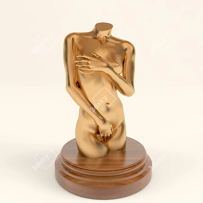 Golden Goddess Torso Statuette 3D model image 1