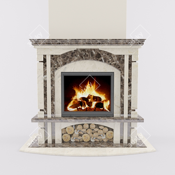 Nouveau Marble Fireplace 3D model image 1