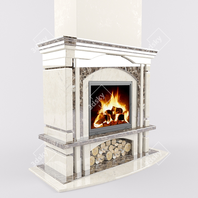 Nouveau Marble Fireplace 3D model image 2