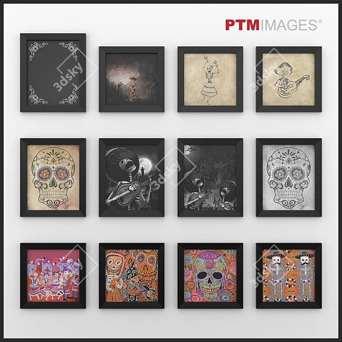 Celebrating Day of the Dead: Vibrant Prints by PTM Images 3D model image 1