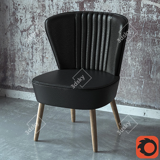 Elegant Leather Chair 3D model image 2