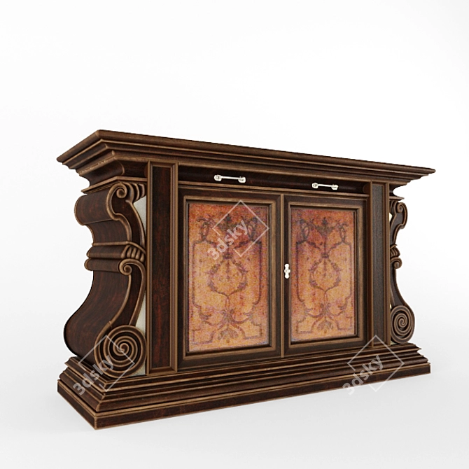 Vintage Gothic Chest of Drawers 3D model image 1