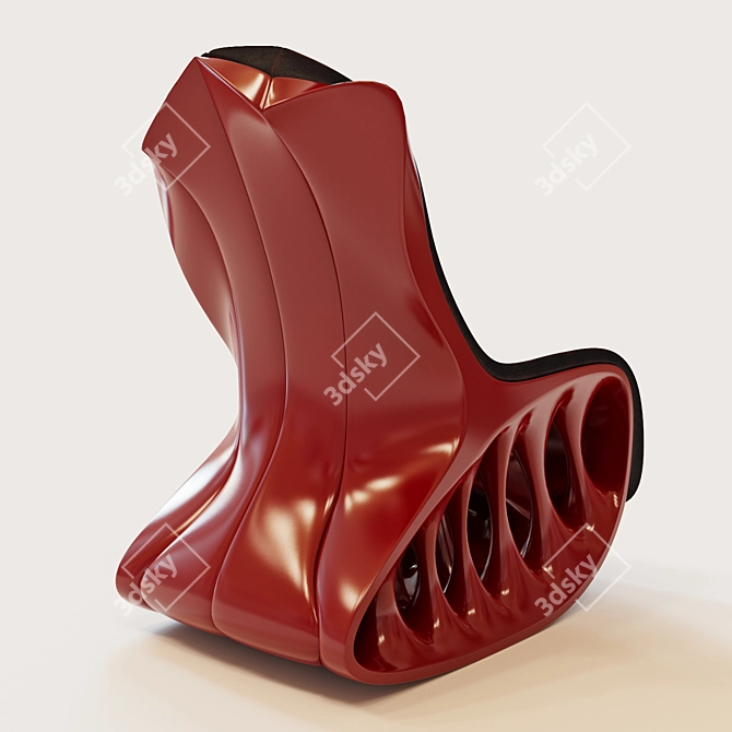 Vintage Leather Rocking Chair 3D model image 2