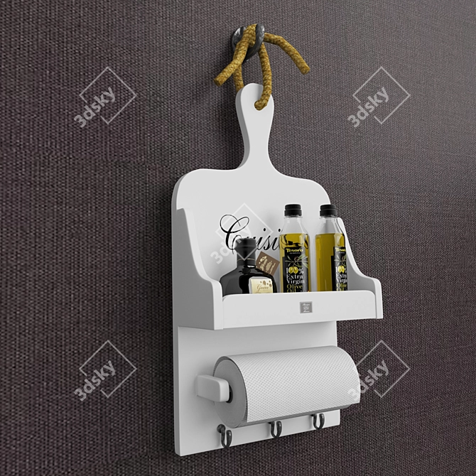 High Kitchen Paper Towel Holder with Shelf 3D model image 1