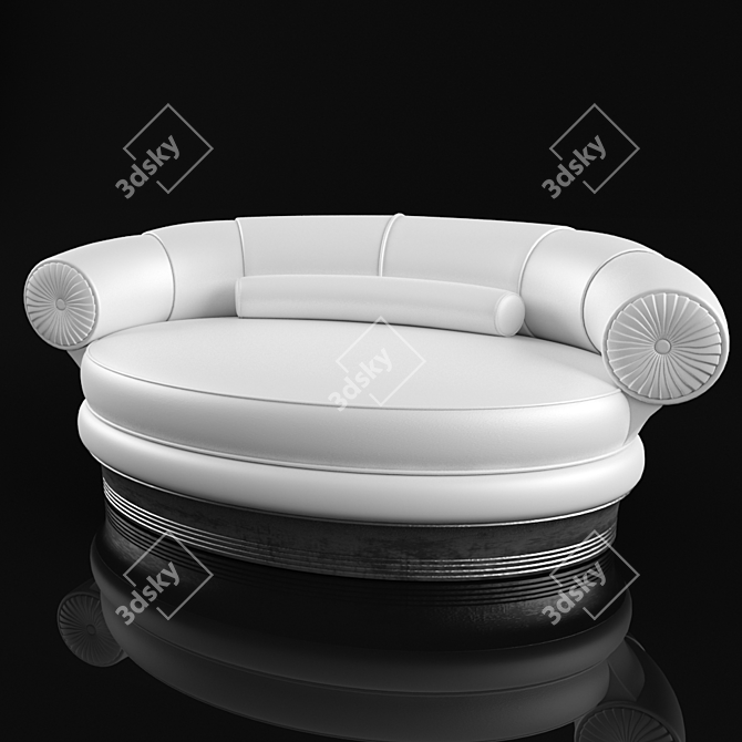 Elegant Leather Oval Sofa 3D model image 1