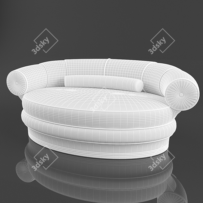 Elegant Leather Oval Sofa 3D model image 3