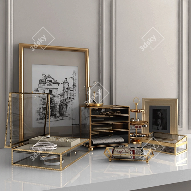 Elegant Set for Vanity Table 3D model image 1