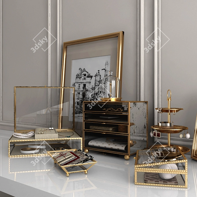 Elegant Set for Vanity Table 3D model image 2