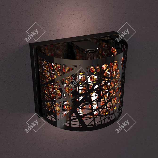 Elegant Crystal Chrome Wall Sconce 3D model image 2