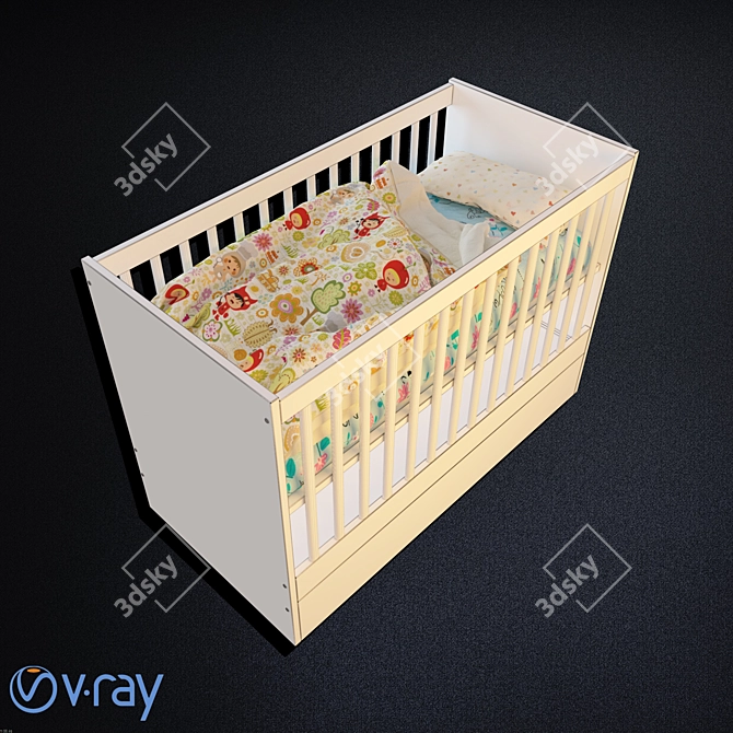 Stylish Children's Bed Set 3D model image 3