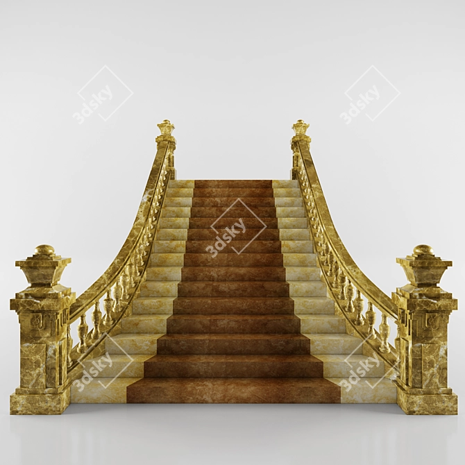 Elegant Staircase Design 3D model image 1