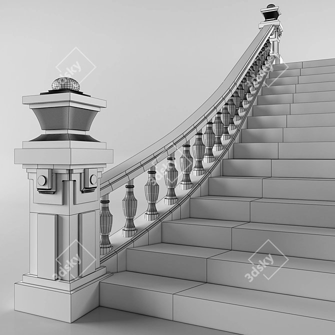 Elegant Staircase Design 3D model image 2